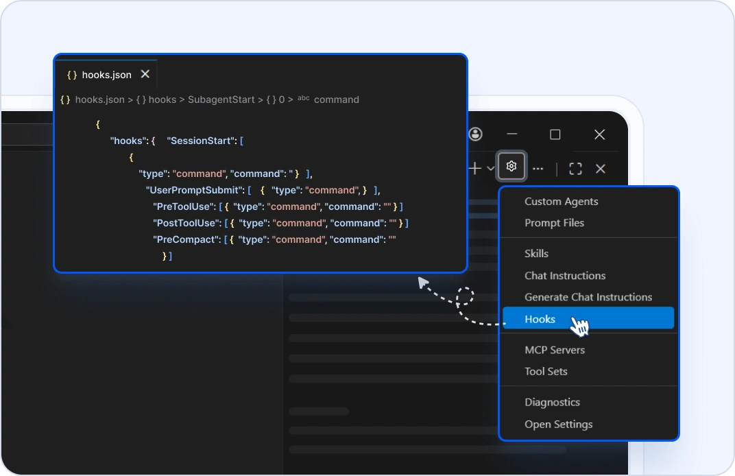 Agent Hooks configuration in Code Studio