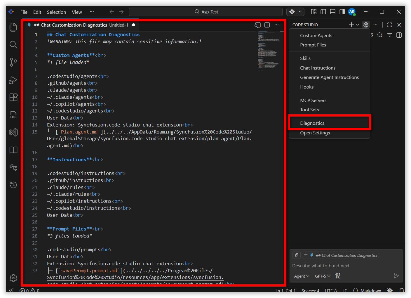 Chat Customization Diagnostics
